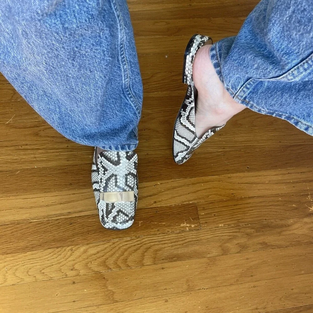 Sergio Rossi python print flat leather mules - Picture 4 of 8